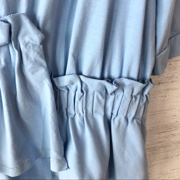 EACH X OTHER Baby Blue Asymmetrical Ruffle Tee - Picture 4 of 8